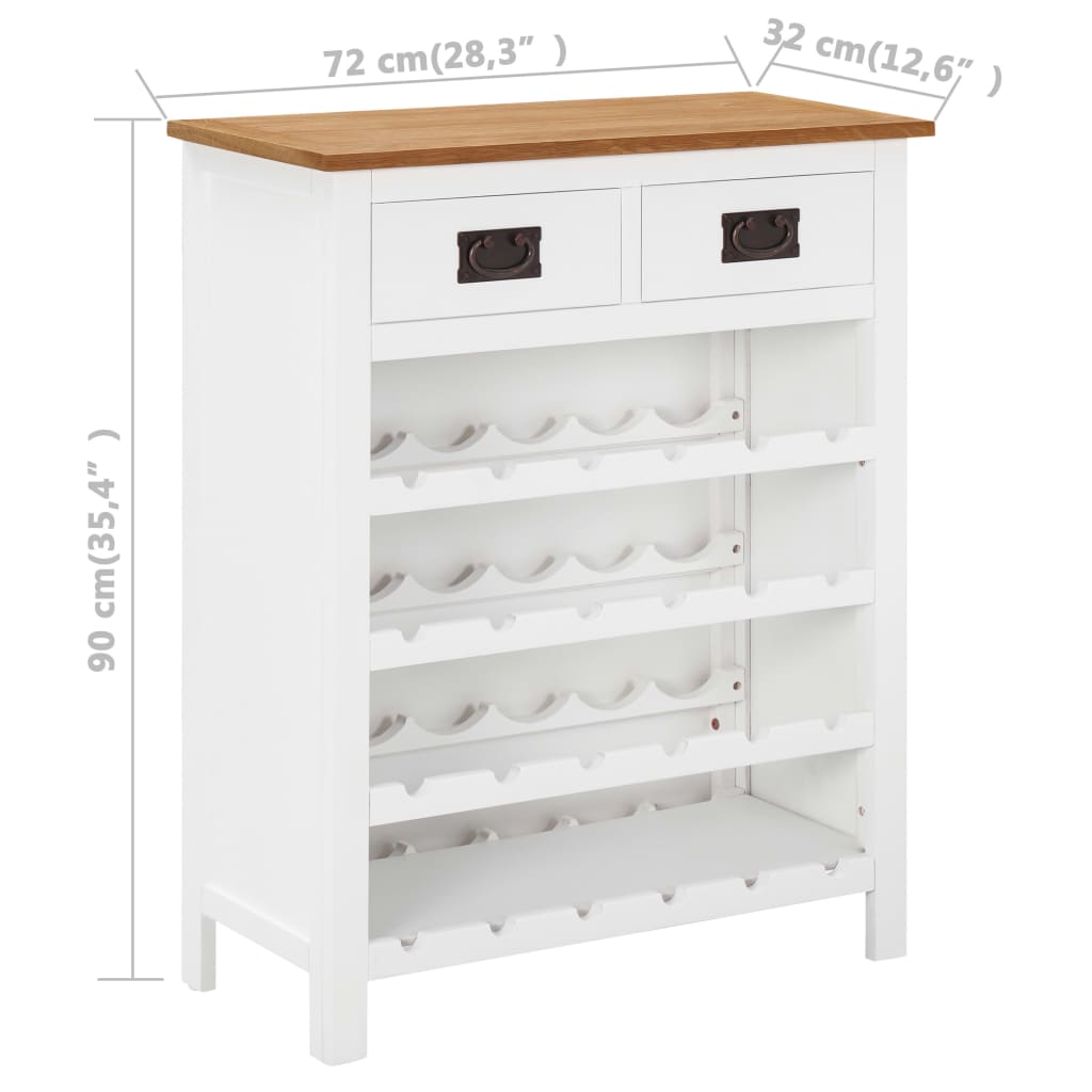 Weinschrank 72x32x90 cm Massivholz Eiche