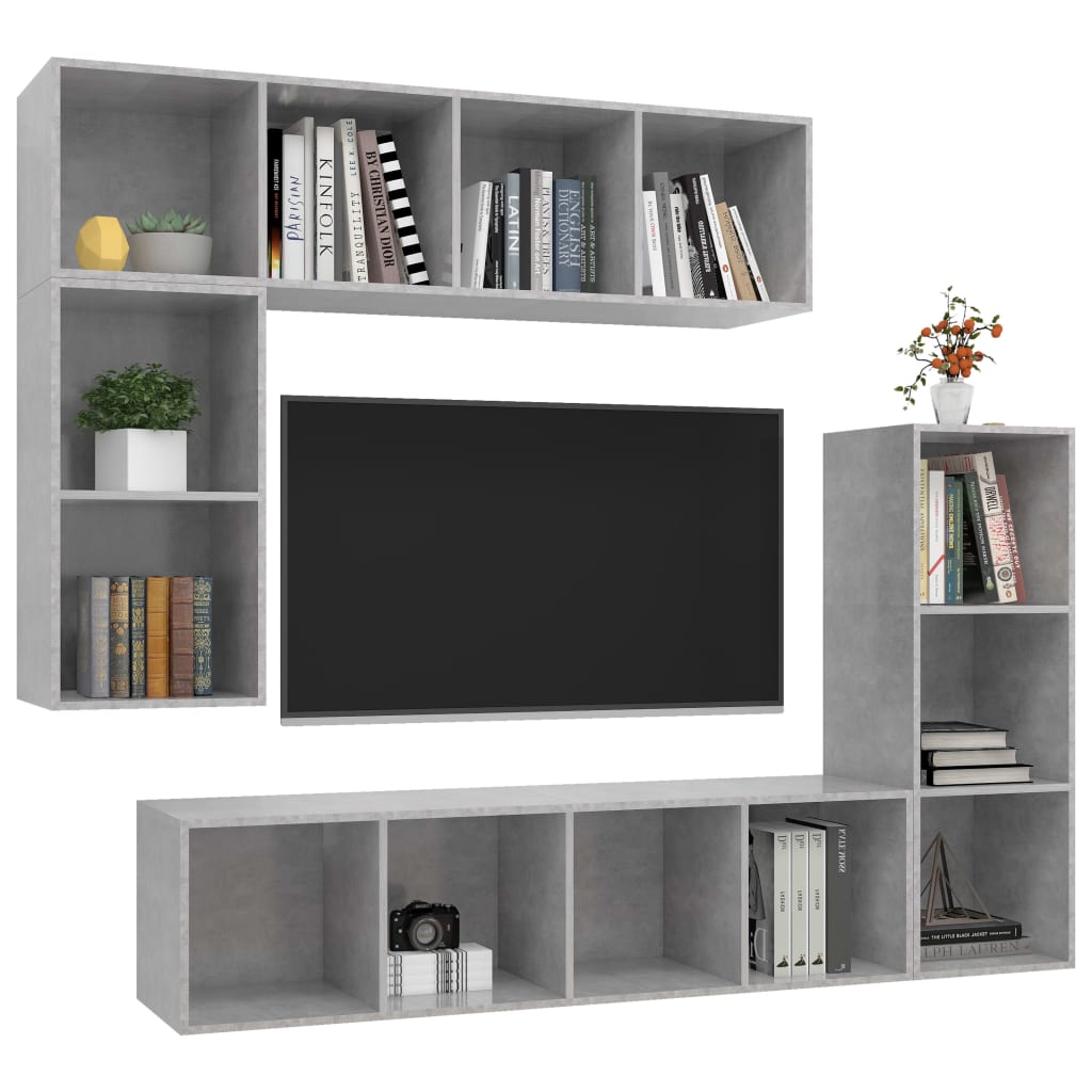 4-tlg. TV-Schrank-Set Weiß Holzwerkstoff