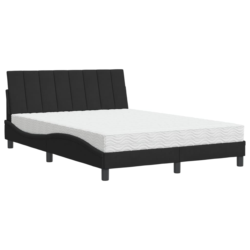 Bett mit Matratze "Hanko" Hellgrau 80x200 cm Samt