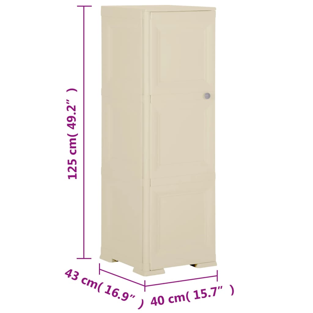 Kunststoffschrank 79x43x125 cm Holzdesign Vanilleeis
