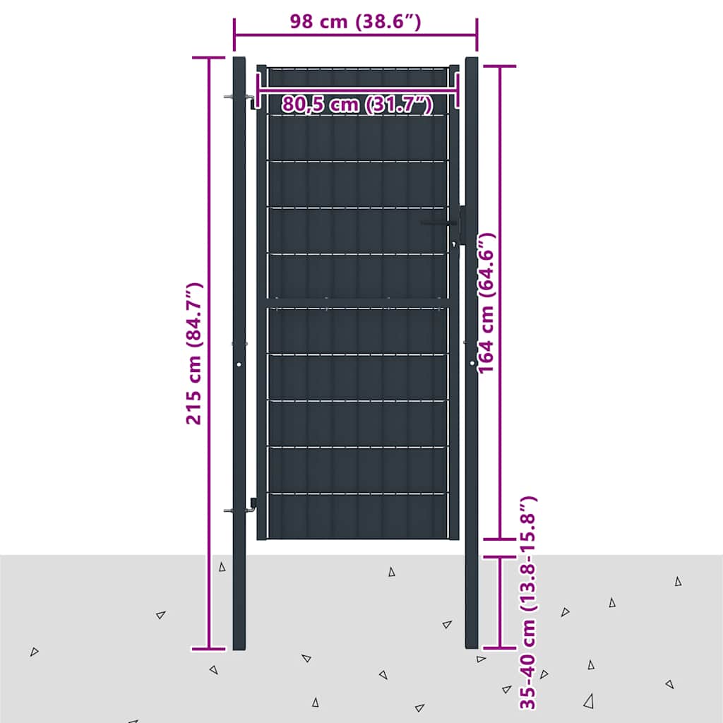 Zauntor aus PVC und Stahl 100 x 81 cm Grün