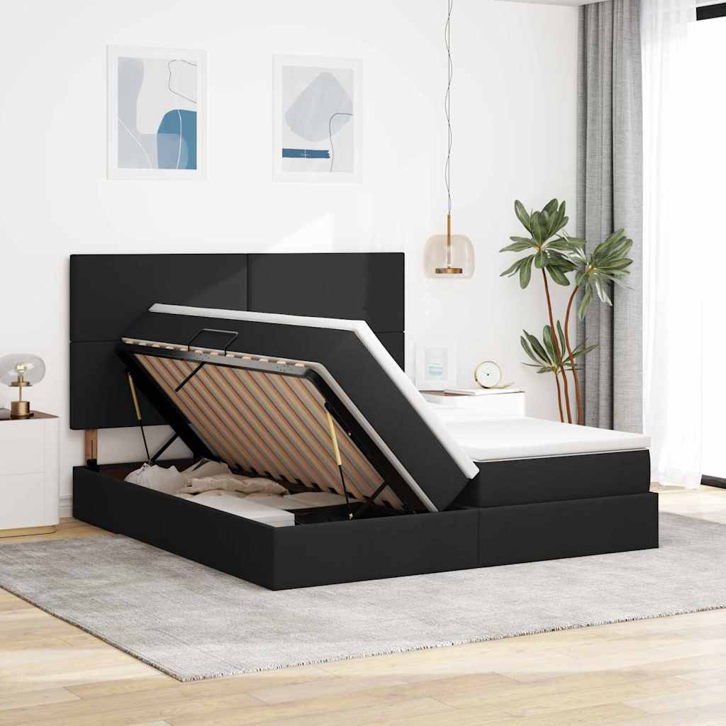 Aufbewahrungsbett mit Kopfteil Hellgrau 180 x 200 cm Stoff