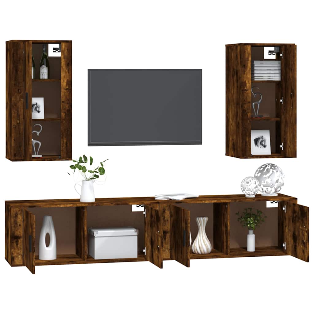 4-tlg. TV-Schrank-Set Weiß Holzwerkstoff