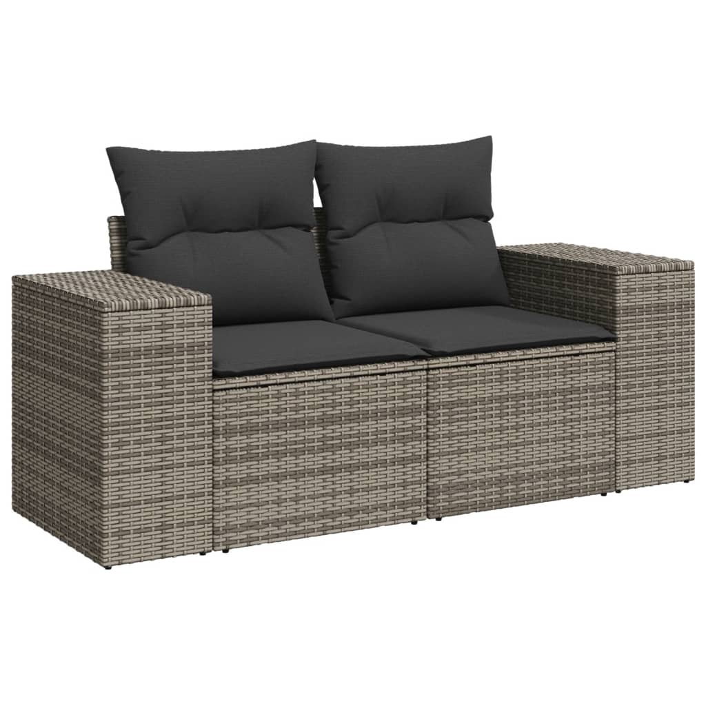 10-tlg. Garten-Sofagarnitur mit Kissen Schwarz Poly Rattan