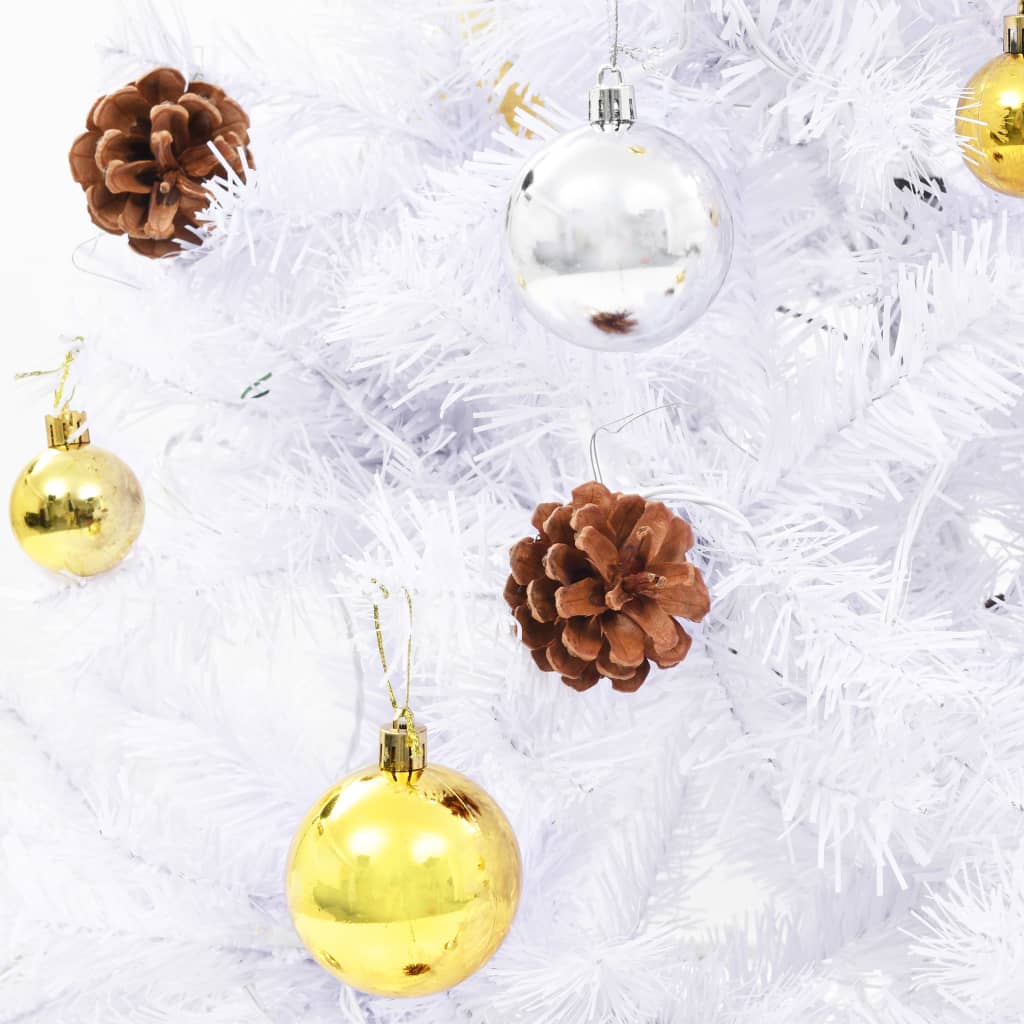 Künstlicher Weihnachtsbaum mit Beleuchtung & Kugeln Grün 150 cm