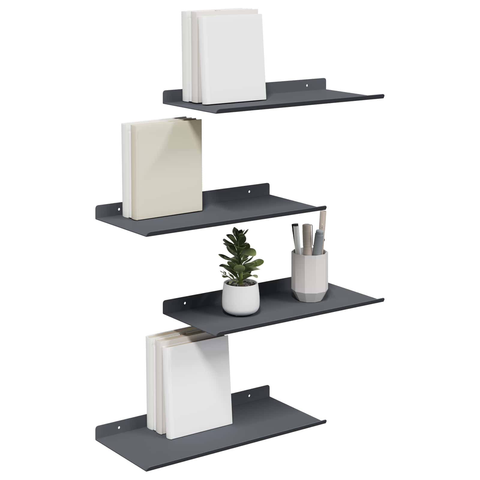 Schwebendes Regal 3 pcs Schwarz 40 x 9 x 2,5 cm Stahl