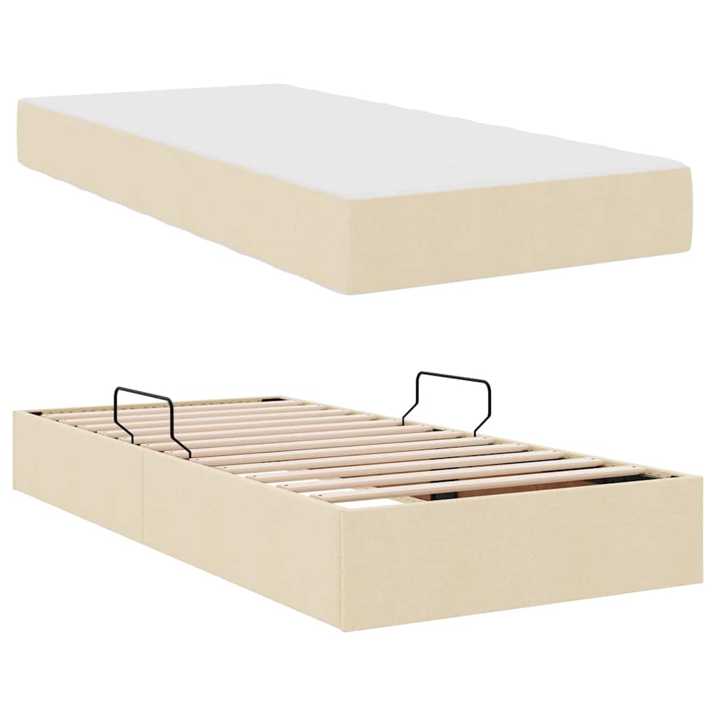 Aufbewahrungsbett mit Matratze Hellgrau 90 x 190 cm Polyester