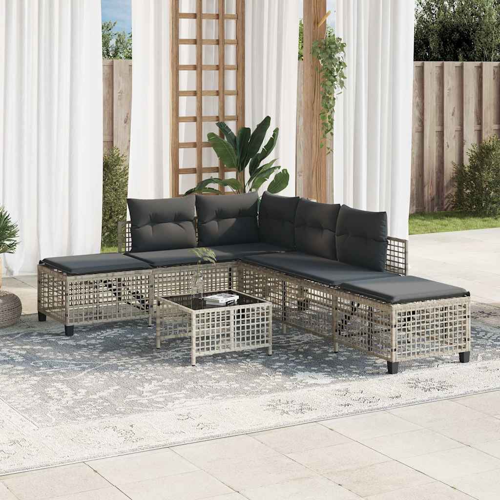 3-tlg. Garten-Ecksofa-Set mit Kissen Schwarz Poly Rattan