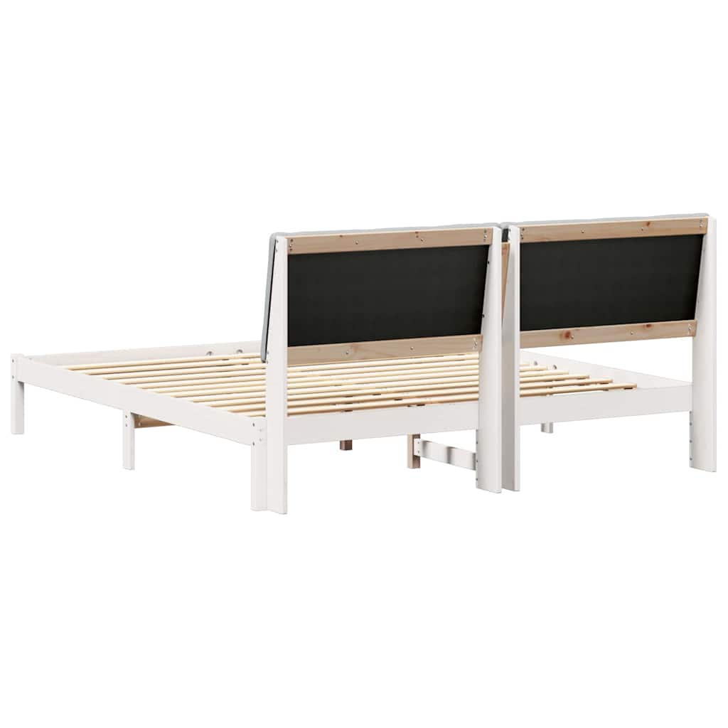 Bettgestell Braun und hellgrau 200 x 200 cm Massivholz Kiefer