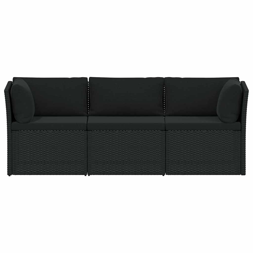 4-tlg. Garten-Lounge-Set mit Polstern Poly Rattan Grau