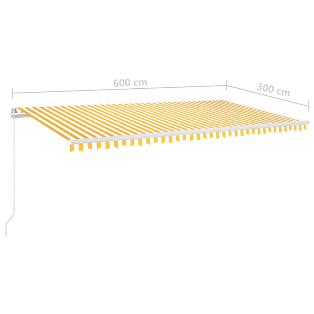 Markise Manuell Einziehbar mit LED 300x250 cm Blau und Weiß