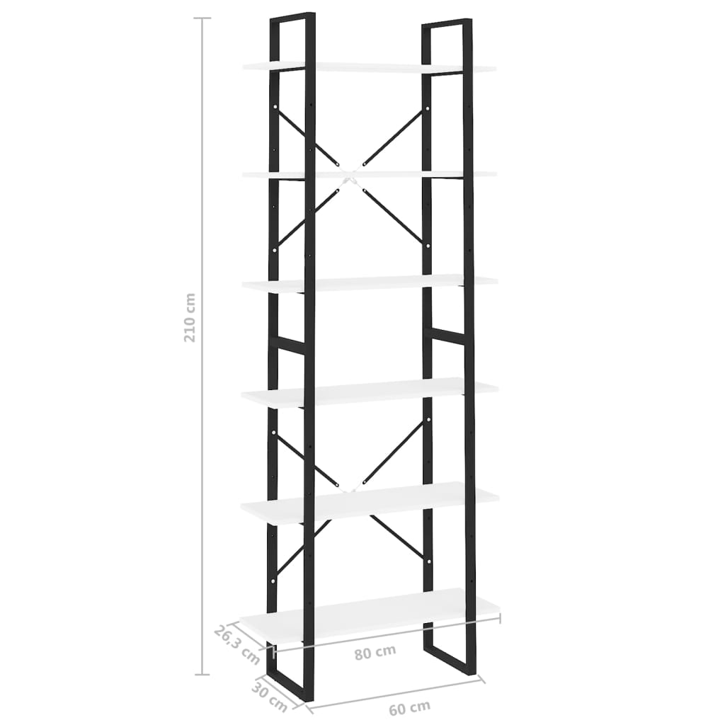Bücherregal Weiß 80x30x105 cm Holzwerkstoff