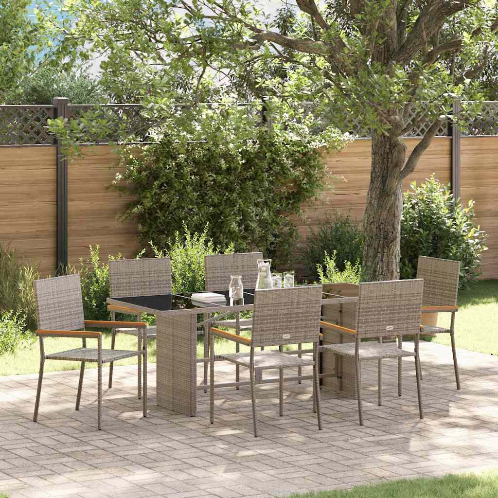 Garten Essgruppe 7 pcs Schwarz Poly-Rattan