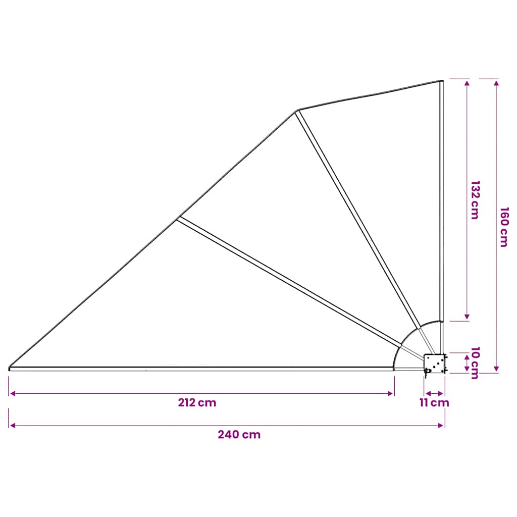 Faltbarer Balkonfächer Grau 210×210 cm