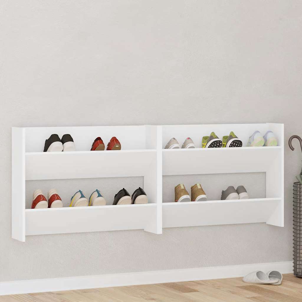Wand-Schuhschränke 4 Stk. Weiß 60x18x60 cm Holzwerkstoff