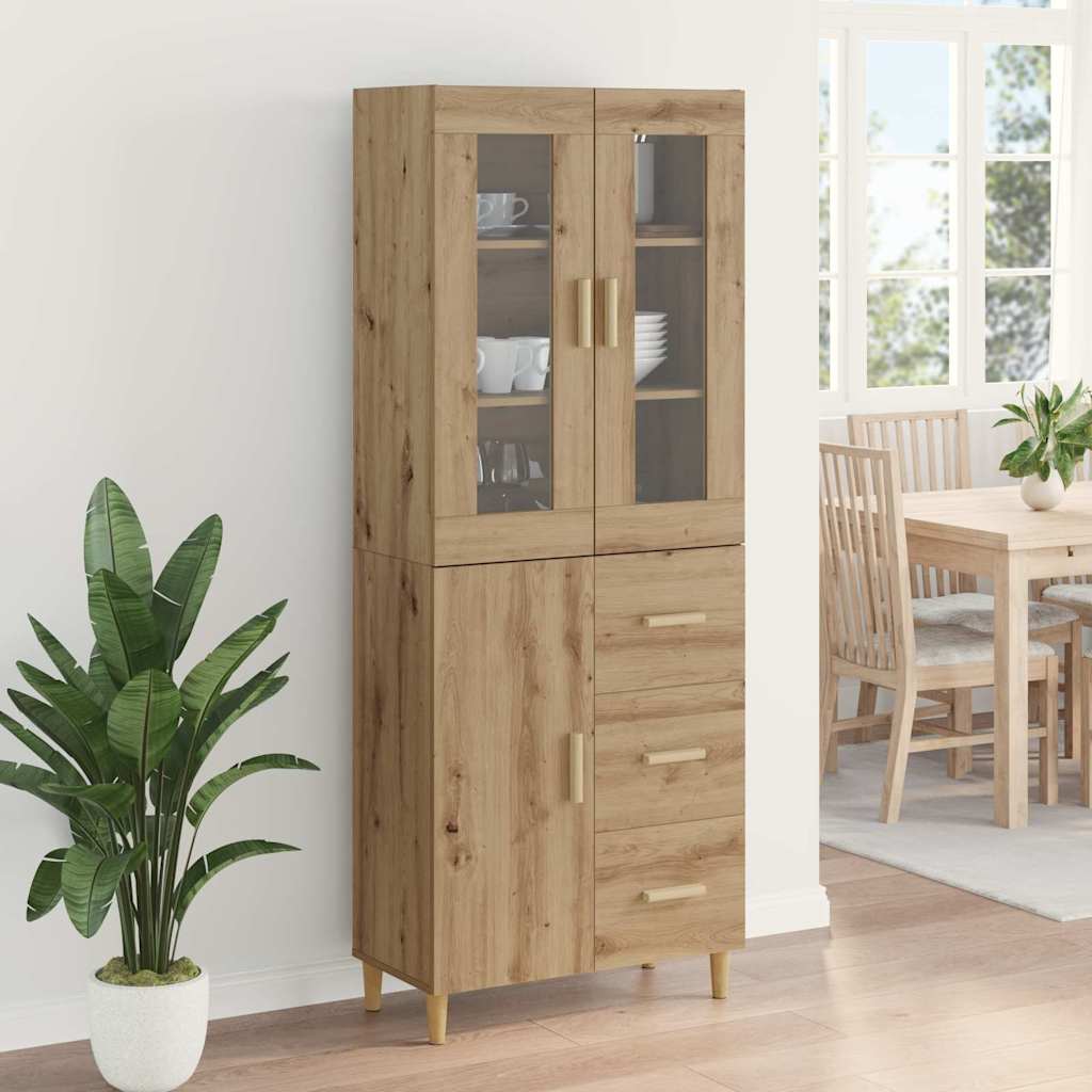 Highboard Altholz 69,5 x 34 x 180 cm Holzwerkstoff
