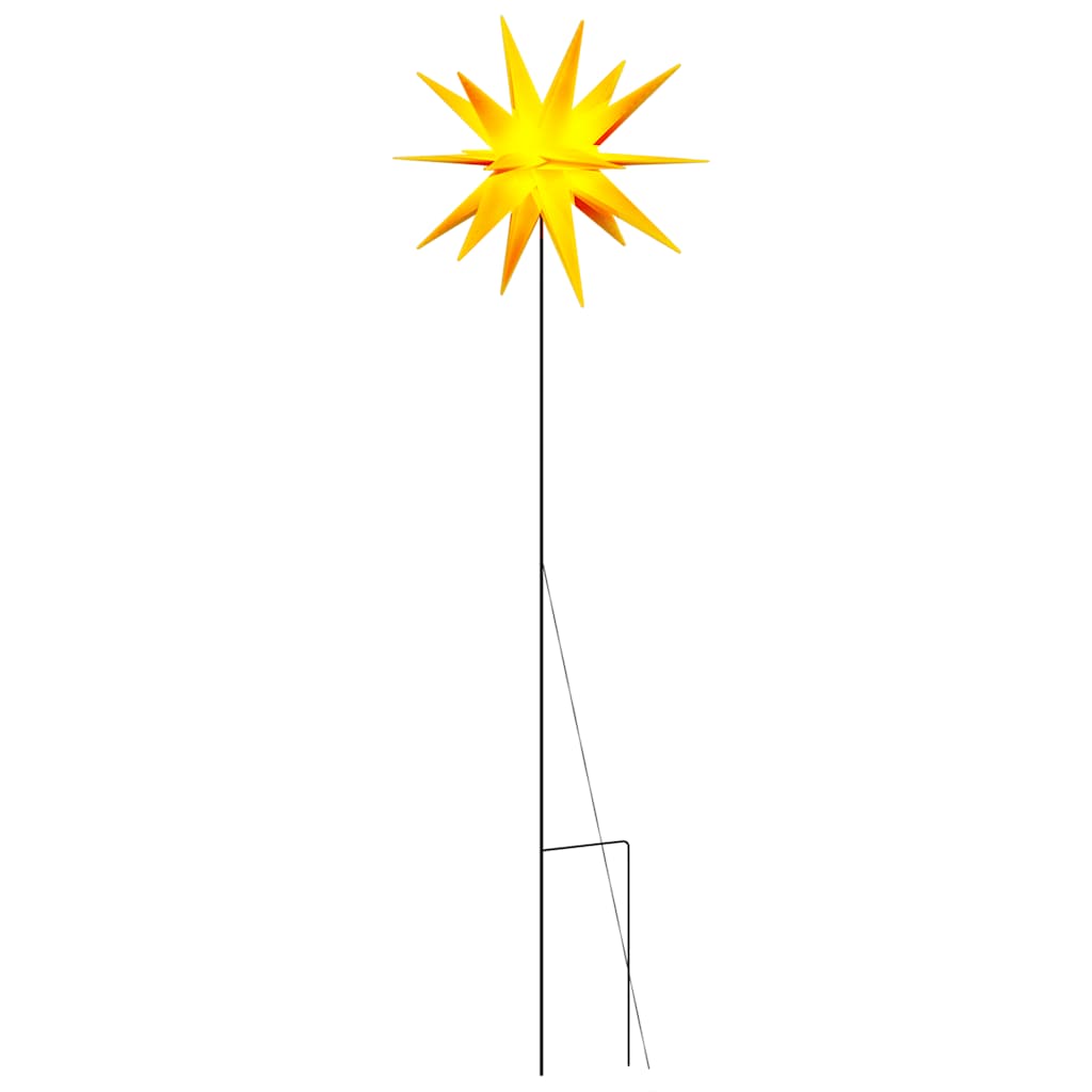 LED-Weihnachtssterne 3 Stk. mit Erdspießen Faltbar Gelb 57 cm
