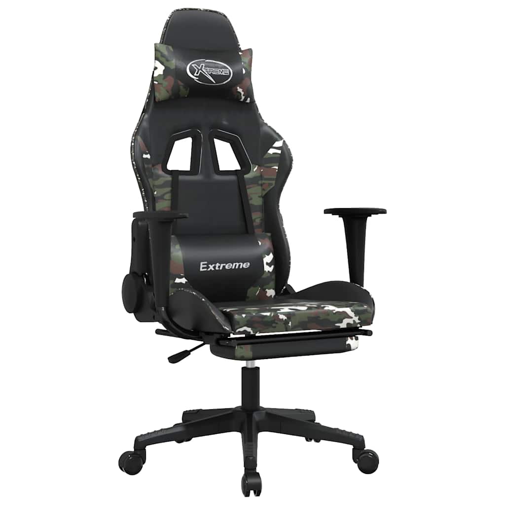 Gaming-Stuhl mit Massagefunktion Schwarz und Blau Kunstleder