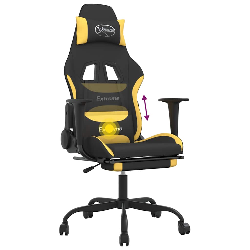Gaming-Stuhl mit Massagefunktion Schwarz und Creme Stoff
