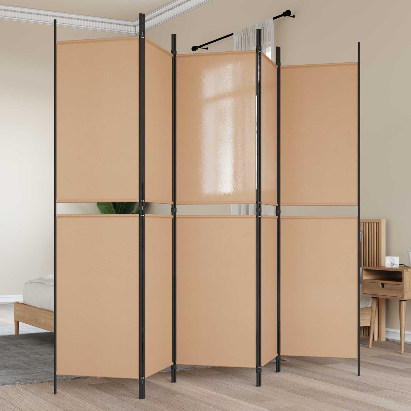 3-teiliger Raumteiler Beige 150 x 180 cm Stoff