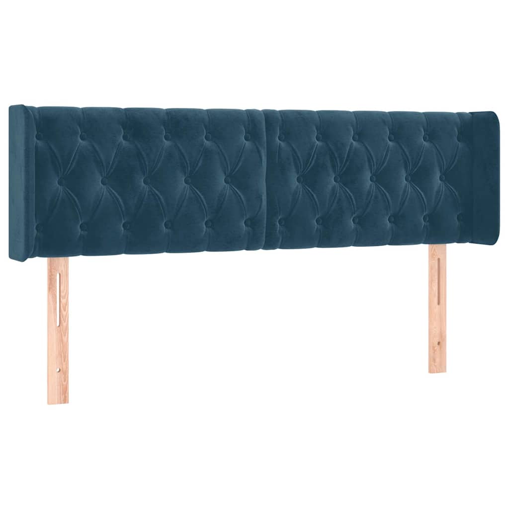 Kopfteil mit Ohren Dunkelblau 93x16x78/88 cm Samt