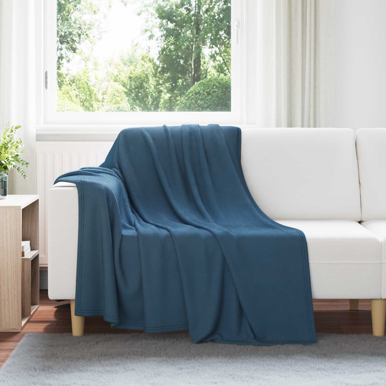 Überwurfdecke Beige 170 x 130 cm Fleece