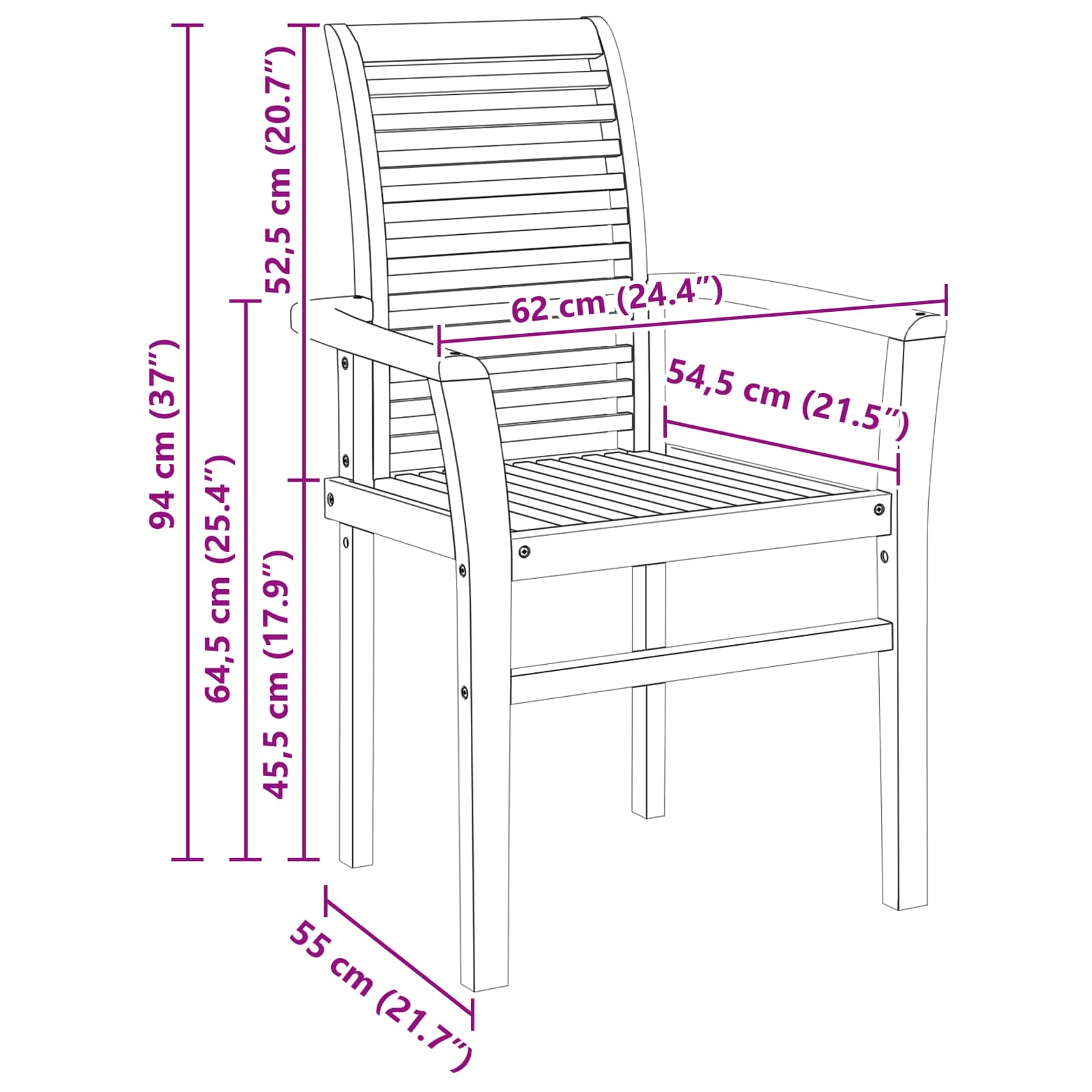 Essstühle 6 Stk. Stapelbar Massivholz Teak