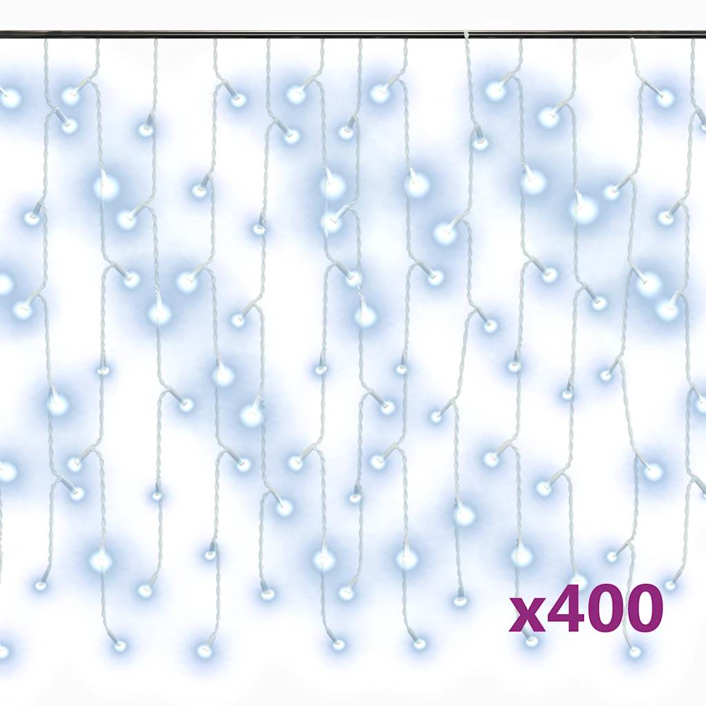 Lichtervorhang LED Eiszapfen 10 m 400 LED Warmweiß 8 Funktionen