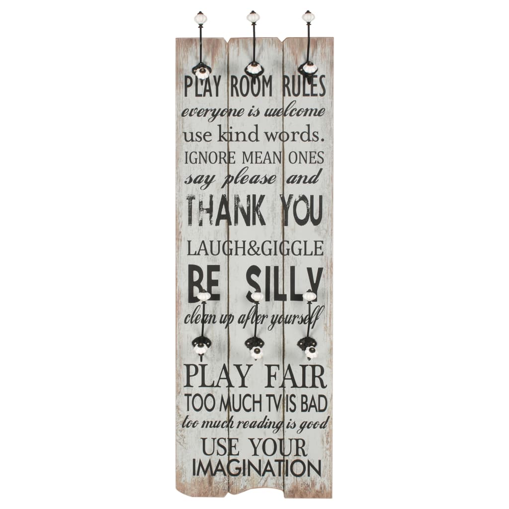 Wandgarderobe mit 6 Haken 120 x 40 cm "HOME IS
