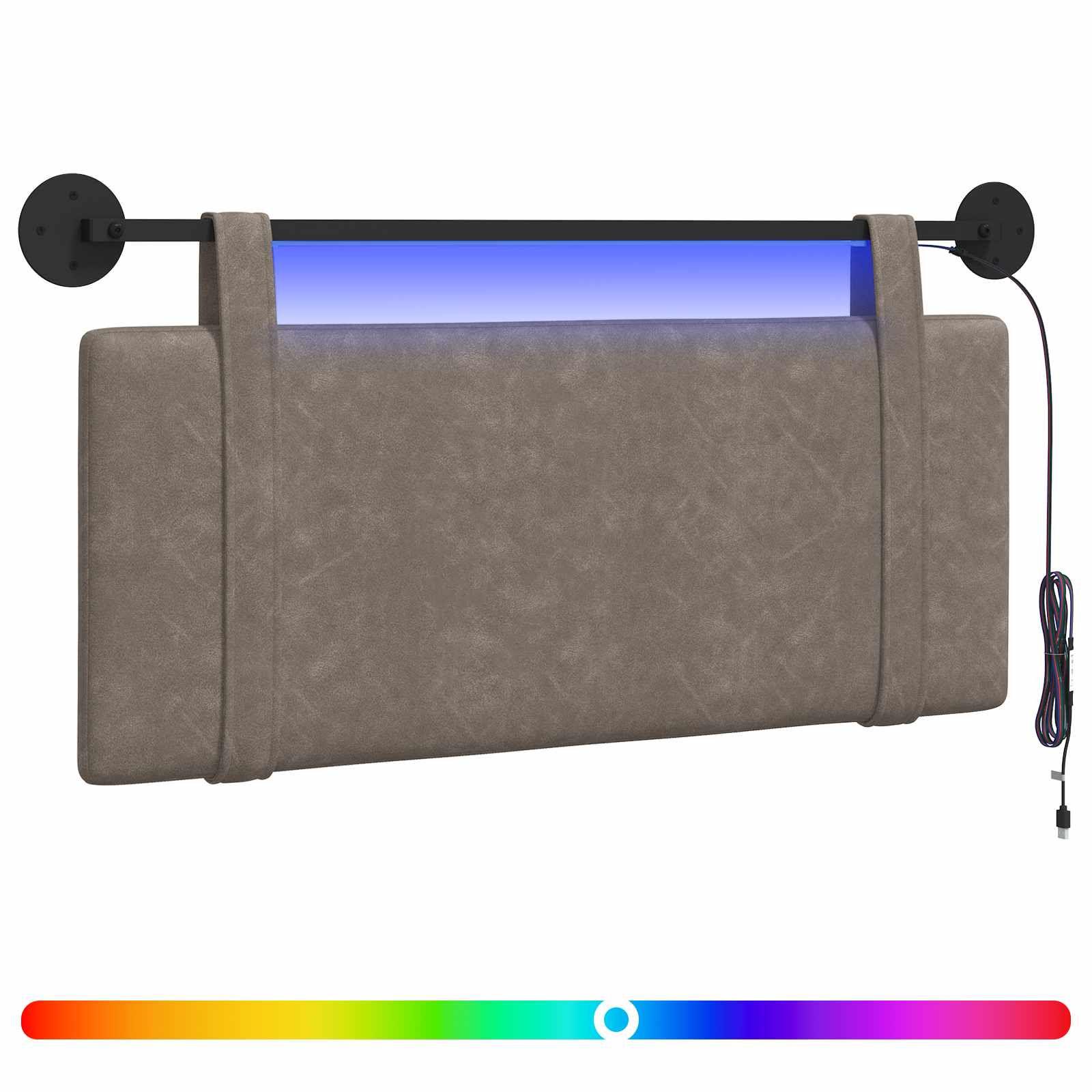 Hängendes Kopfteil Mit LED Licht Schwarz Antikes PU