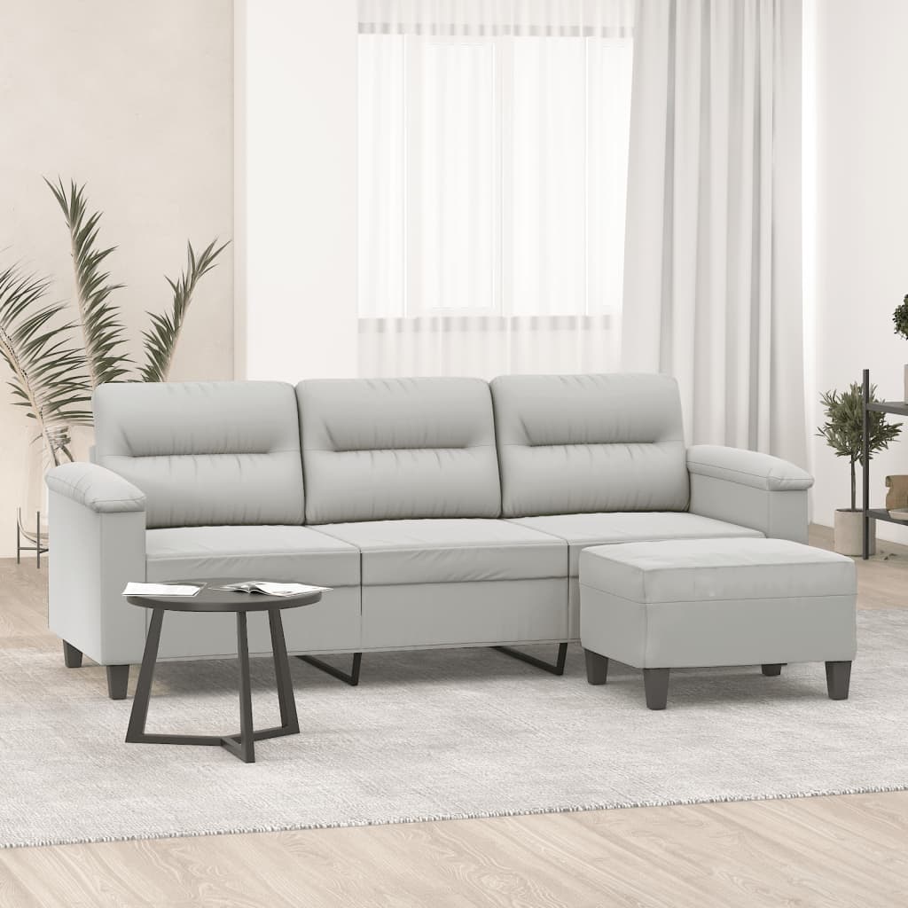 3-Sitzer-Sofa mit Hocker Taupe 180 cm Mikrofasergewebe
