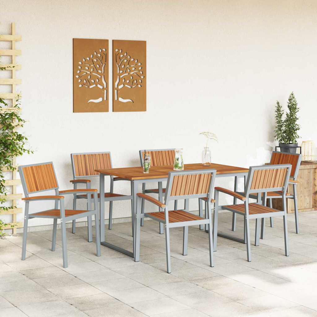 Garten Essgruppe 5 pcs Grau Massivholz Akazie