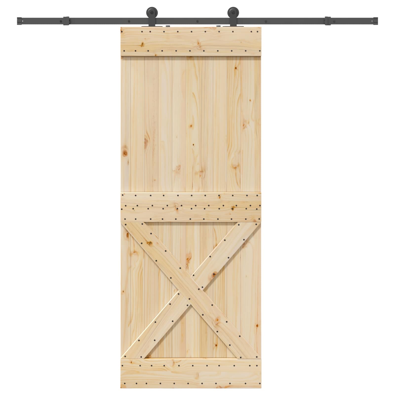 Schiebetür NARVIK Natürlich und Schwarz 70 x 210 cm (213,5 cm)