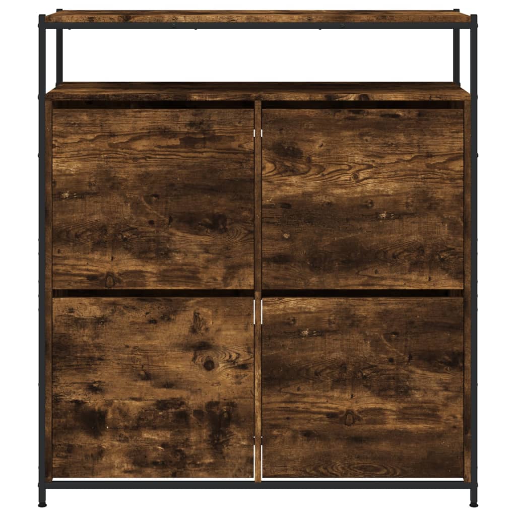 Schuhschrank mit 4 Klappen Sonoma-Eiche 100x34x112 cm
