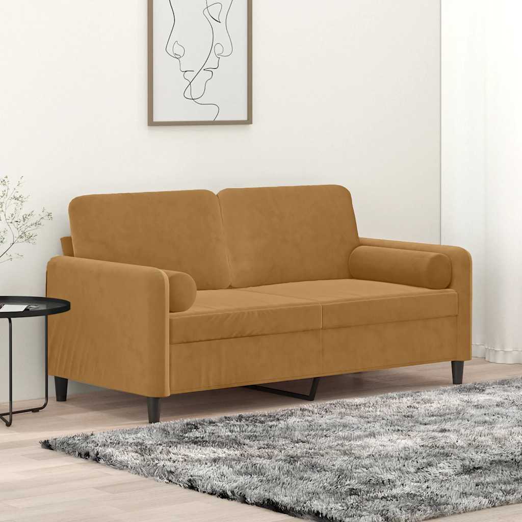 2-Sitzer-Sofa mit Zierkissen Dunkelgrün 120 cm Samt