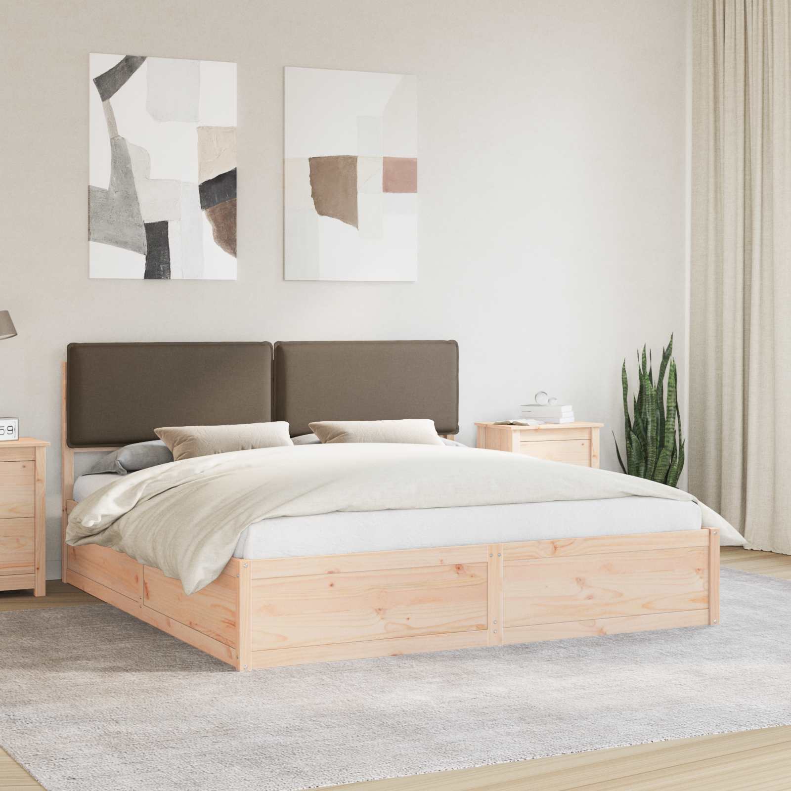 Bettgestell mit gepolstertem Kopfteil Hellgrau 200 x 200 cm