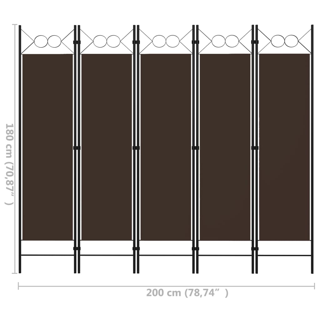 5-tlg. Raumteiler Anthrazit 200 x 180 cm