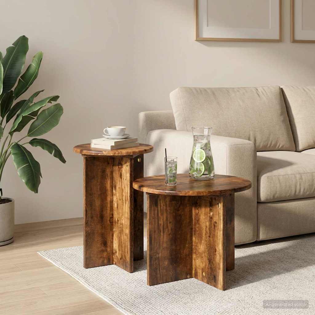 Beistelltisch-Set mit Speicher 2 pcs Weiß Holzwerkstoff