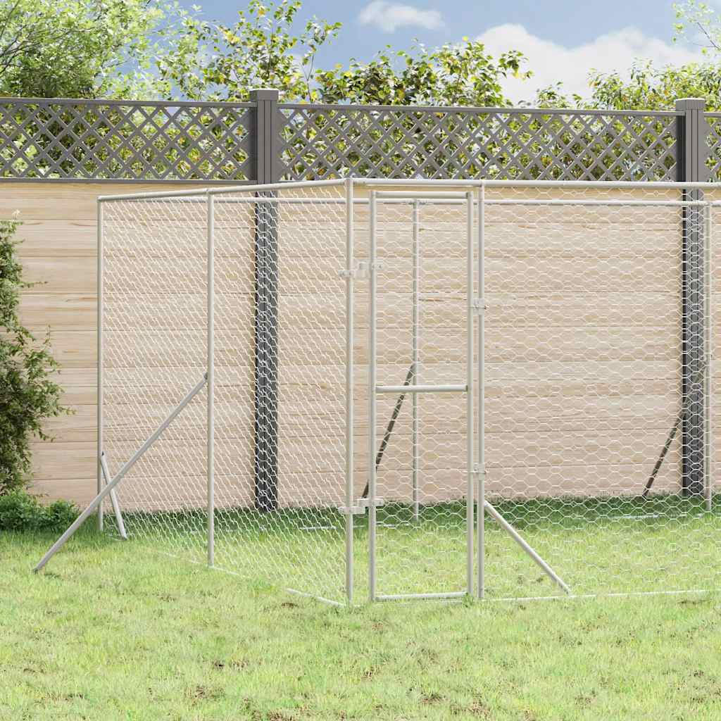 Outdoor-Hundezwinger Silbern 2x2x2 m Verzinkter Stahl
