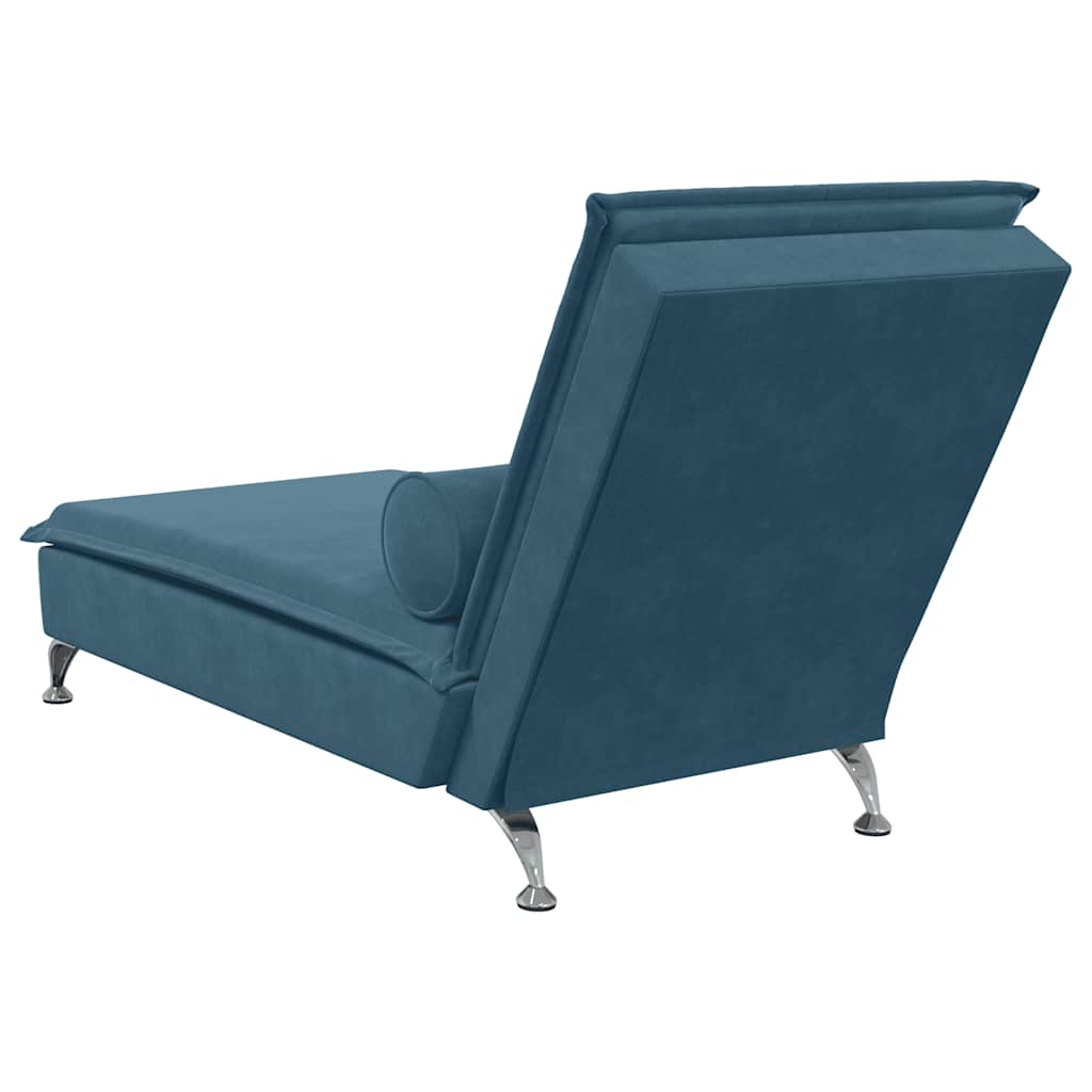 Massage-Chaiselongue mit Nackenrolle Hellgrau Samt
