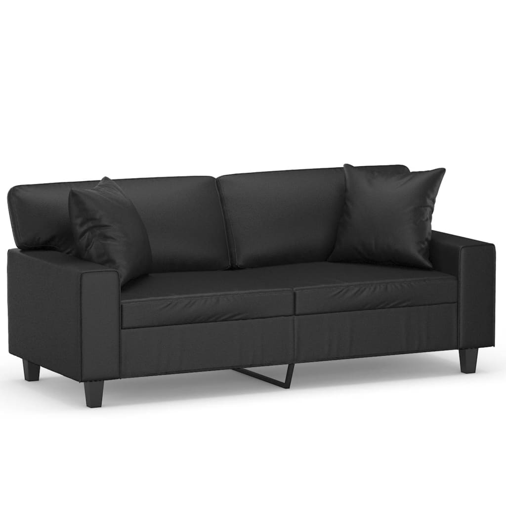 2-Sitzer-Sofa mit Zierkissen Creme 120 cm Kunstleder