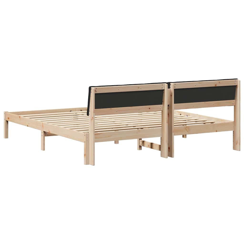 Bettgestell Braun und hellgrau 200 x 200 cm Massivholz Kiefer
