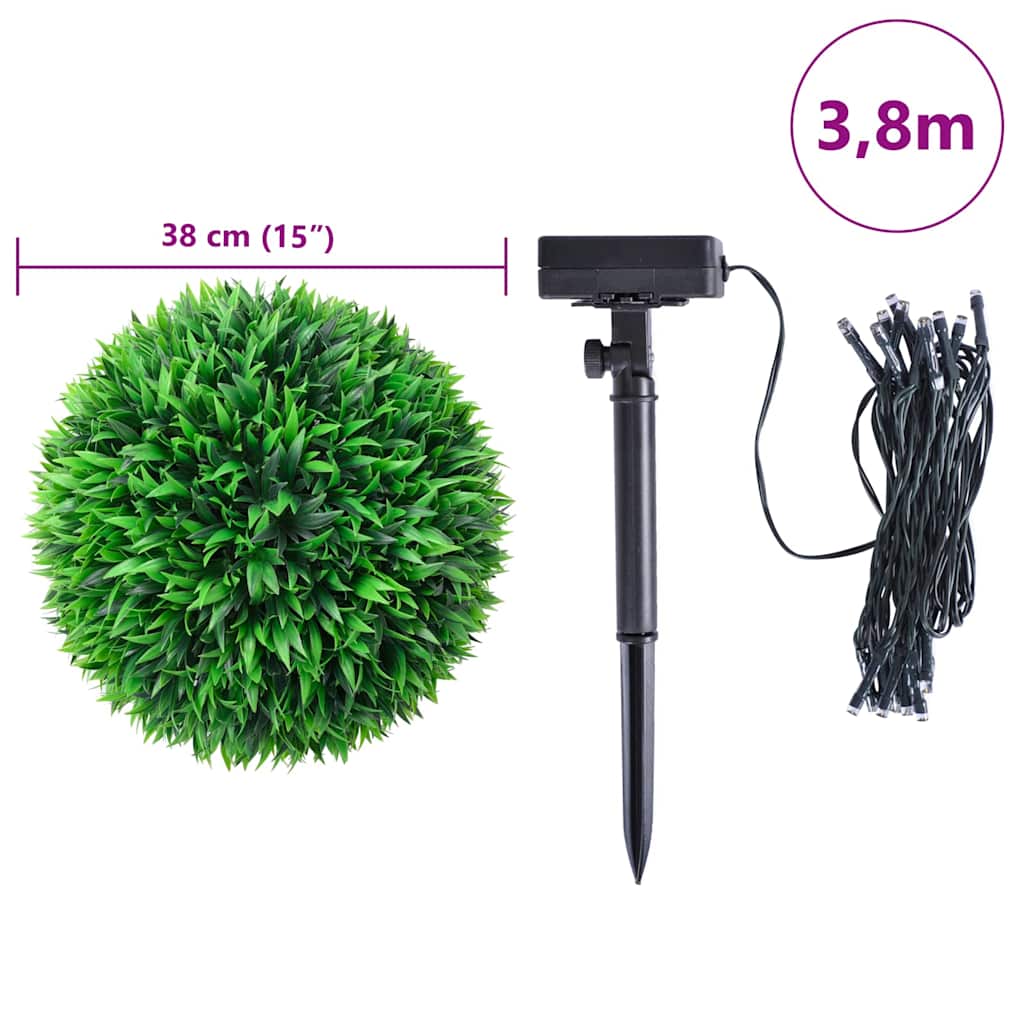 Künstliche Buchsbaumkugeln mit LED-Leuchten 4 Stk. Grün 15 cm