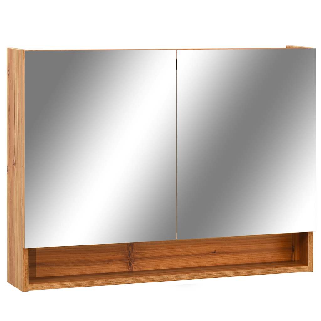 LED-Bad-Spiegelschrank Weiß 80x15x60 cm MDF