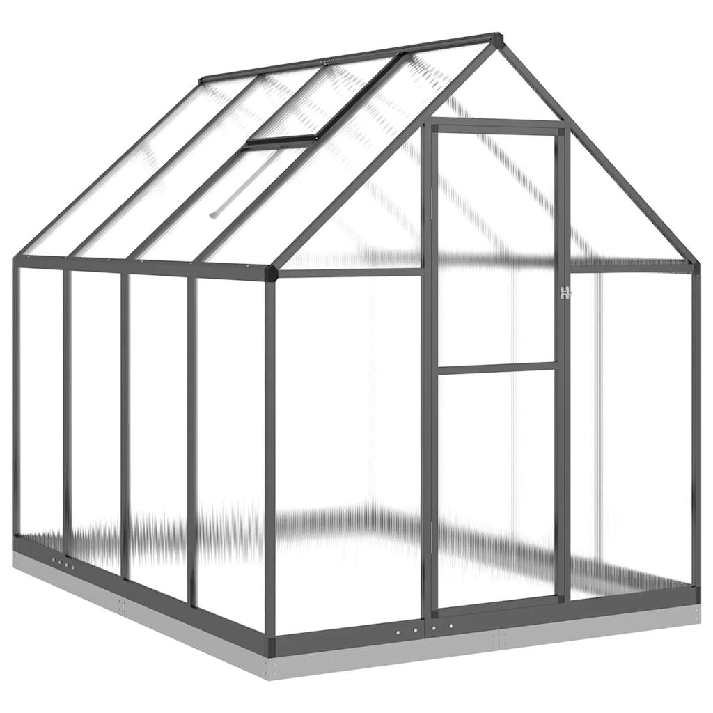 Gewächshaus mit Fundamentrahmen Silber 334x169x202cm Aluminimum