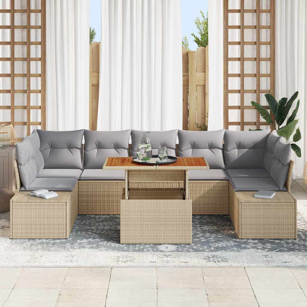 Garten Essgruppe mit Kissen 8 pcs Schwarz und Creme