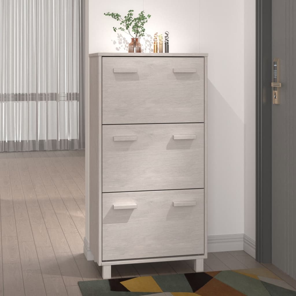 Schuhschrank HAMAR Honigbraun 59,5x35x117 cm Massivholz Kiefer