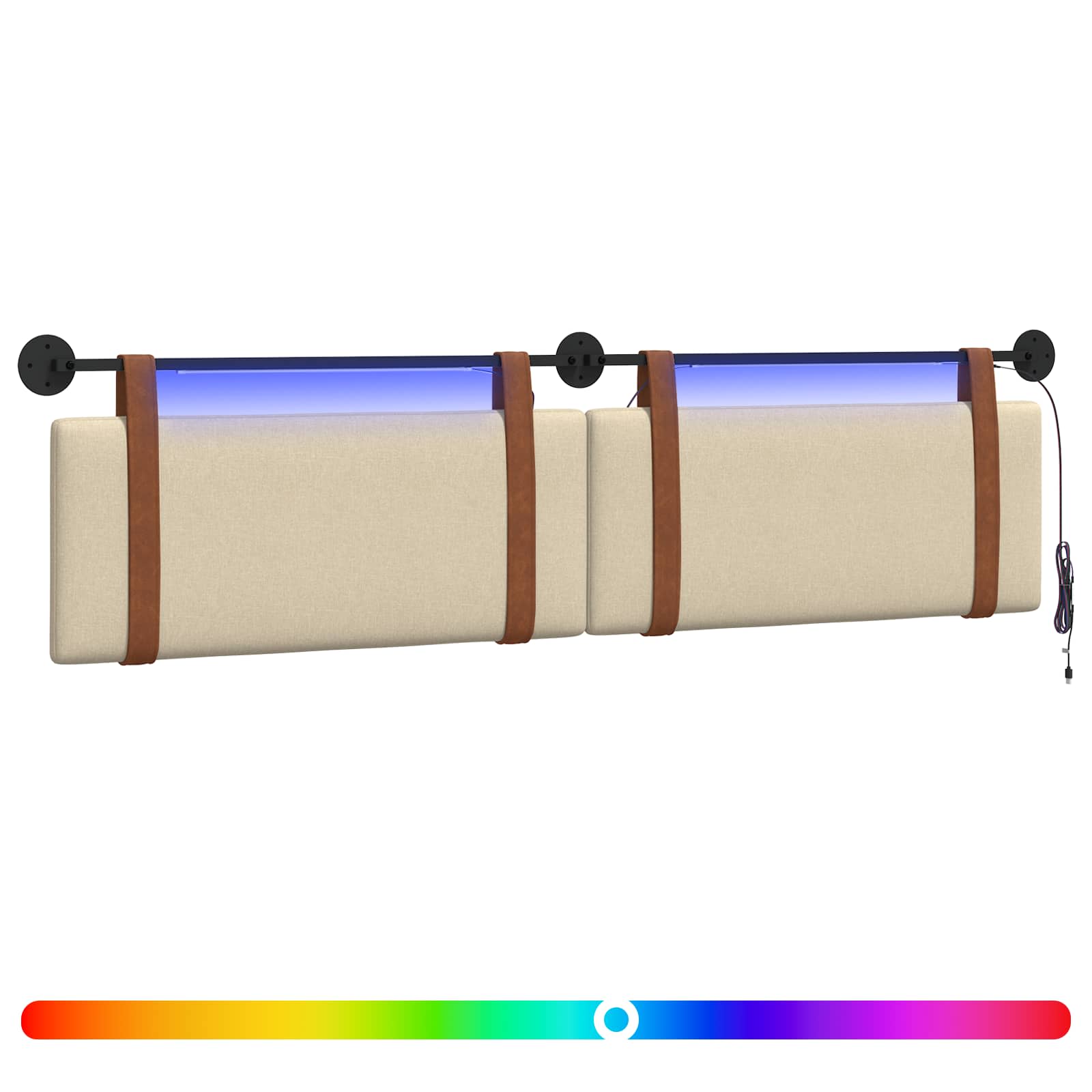 Hängendes Kopfteil Mit LED Licht Wolkengrau Antikes PU