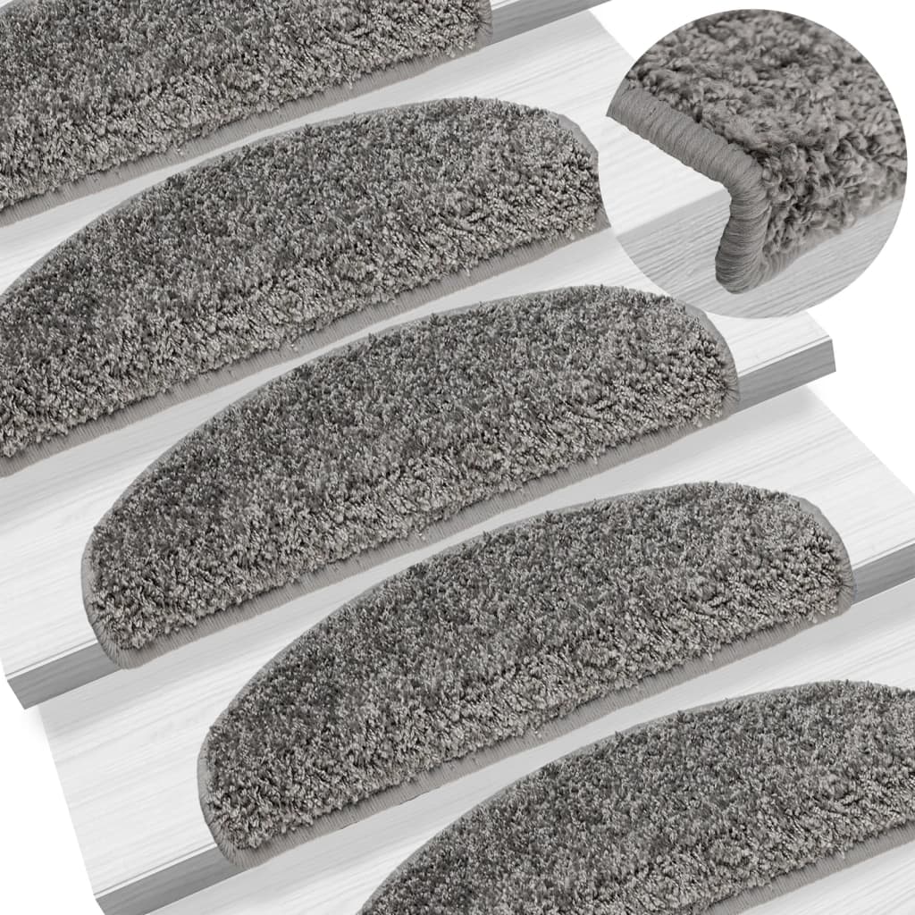 Stufenmatten 15 Stk. 56x17x3 cm Grau Halbrund