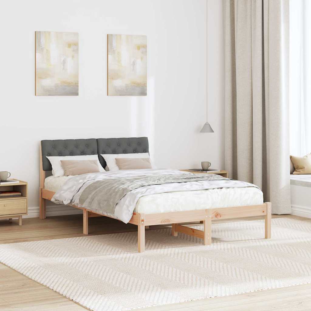 Bettgestell Braun und hellgrau 200 x 200 cm Massivholz Kiefer